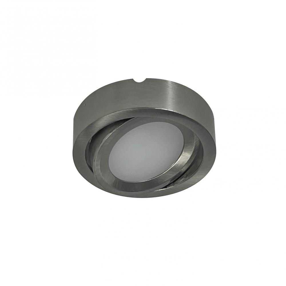 12V Josh Adjustable LED Puck Light, 300lm / 3000K, Brushed Nickel Finish