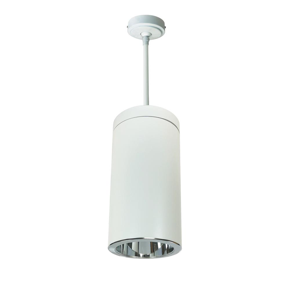 6" Sapphire III Pendant Mount White Cylinder, Clear Reflector/Clear Flange, 120V; Phase Dimming,