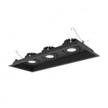 Nora NMRT3-3RL240FBB - Three-Head Flanged LED Multiple Lighting Trim, 1500lm per Head w/ Flood Optic, 4000K, Regressed