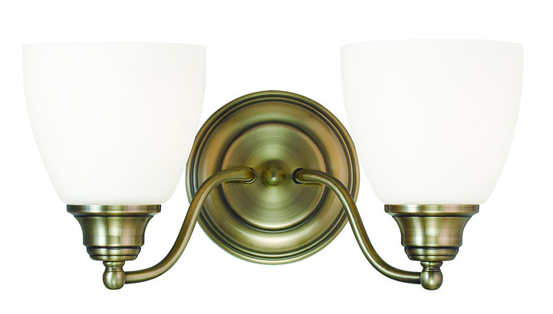 2 Light Antique Brass Bath Light