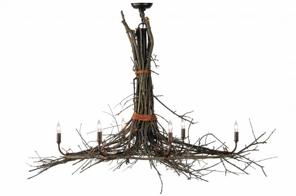 58" Long Twigs 6 Light Oblong Chandelier