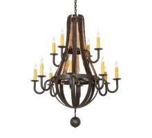 Meyda Blue 253553 - 44" Wide Barrel Stave Madera 12 Light Two Tier Chandelier