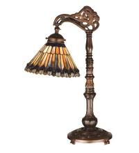 Meyda Blue 32738 - 19"H Tiffany Jeweled Peacock Bridge Arm Desk Lamp