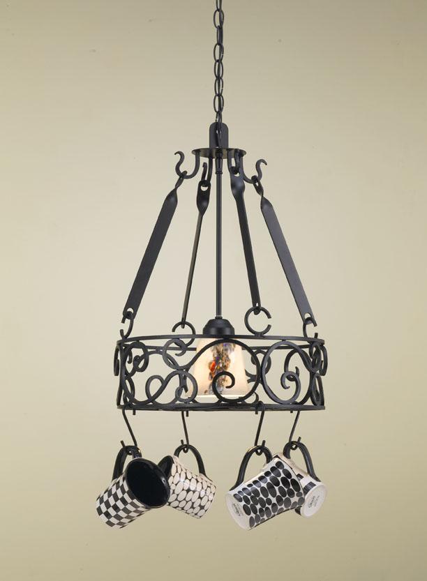 One Light Wood Pot Rack