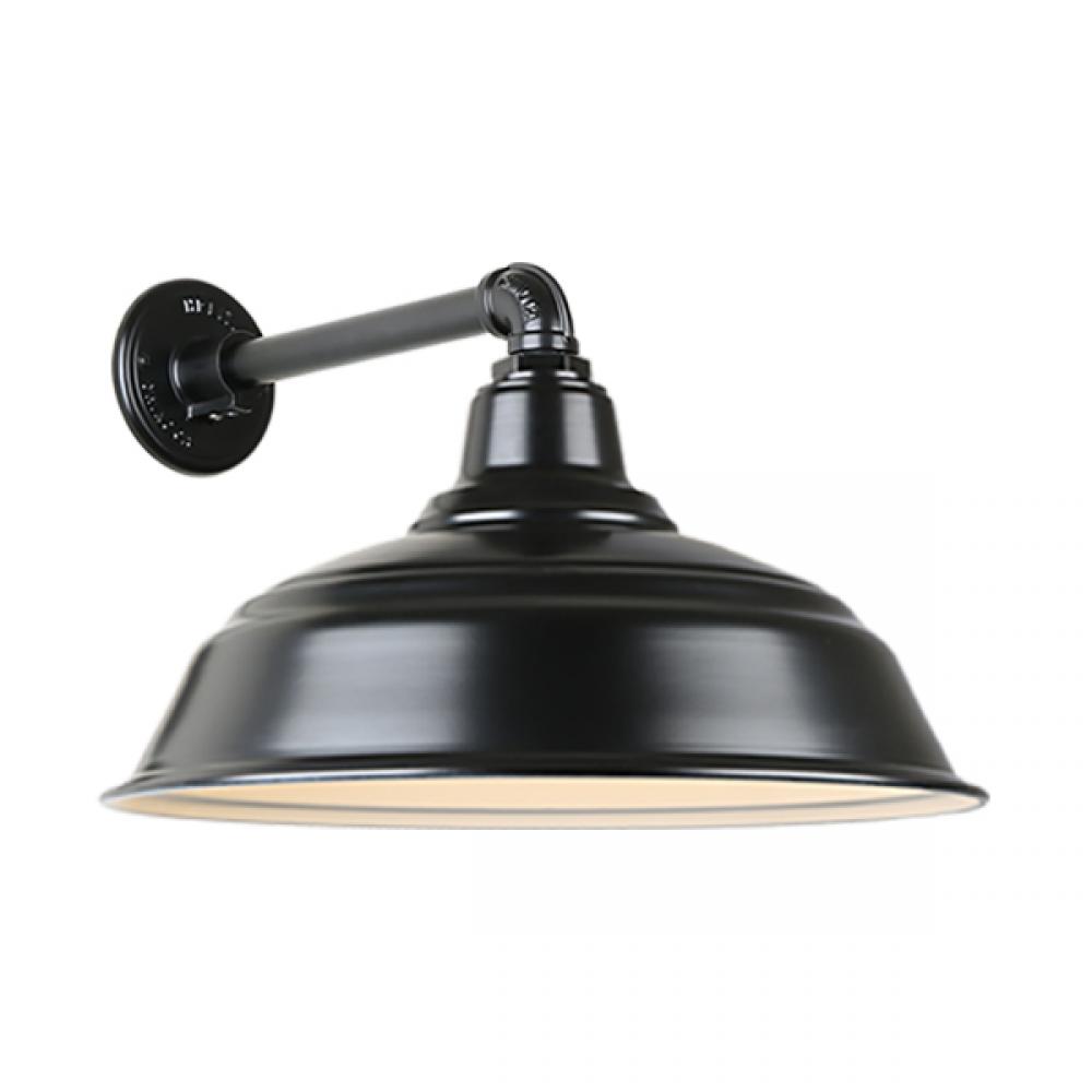 17" Gooseneck Light Warehouse Shade, QSNB-44 Arm