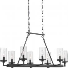 Progress P400180-143 - Gresham Collection Eight-Light Graphite Clear Seeded Glass Farmhouse Chandelier Light