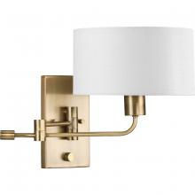 Progress P710104-163 - Carrick Collection One-Light Vintage Brass Summer Linen Shade Transitional Wall Light