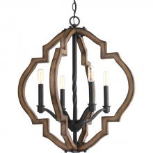 Progress P4766-71 - Spicewood Collection Four-Light Gilded Iron Farmhouse Chandelier Light