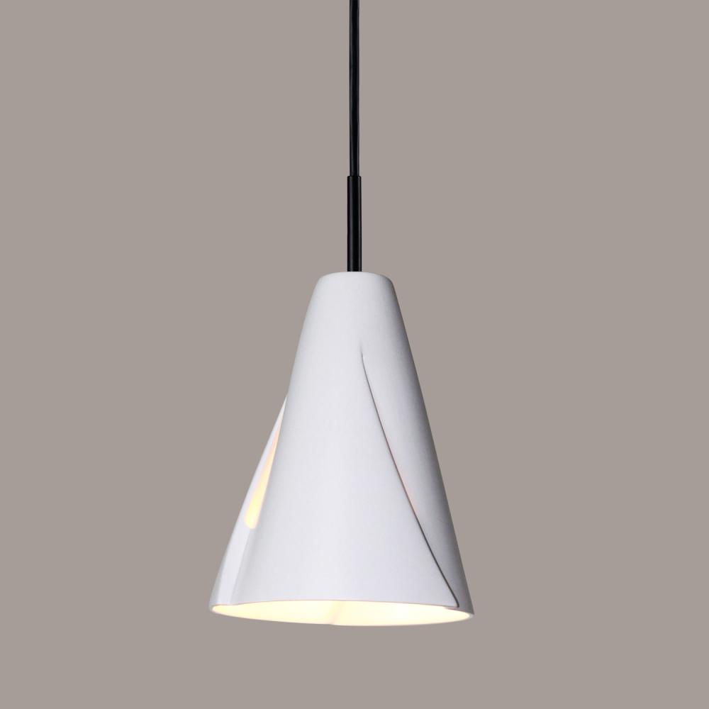 Whirl Mini Pendant: Satin White (Black Cord & Canopy)