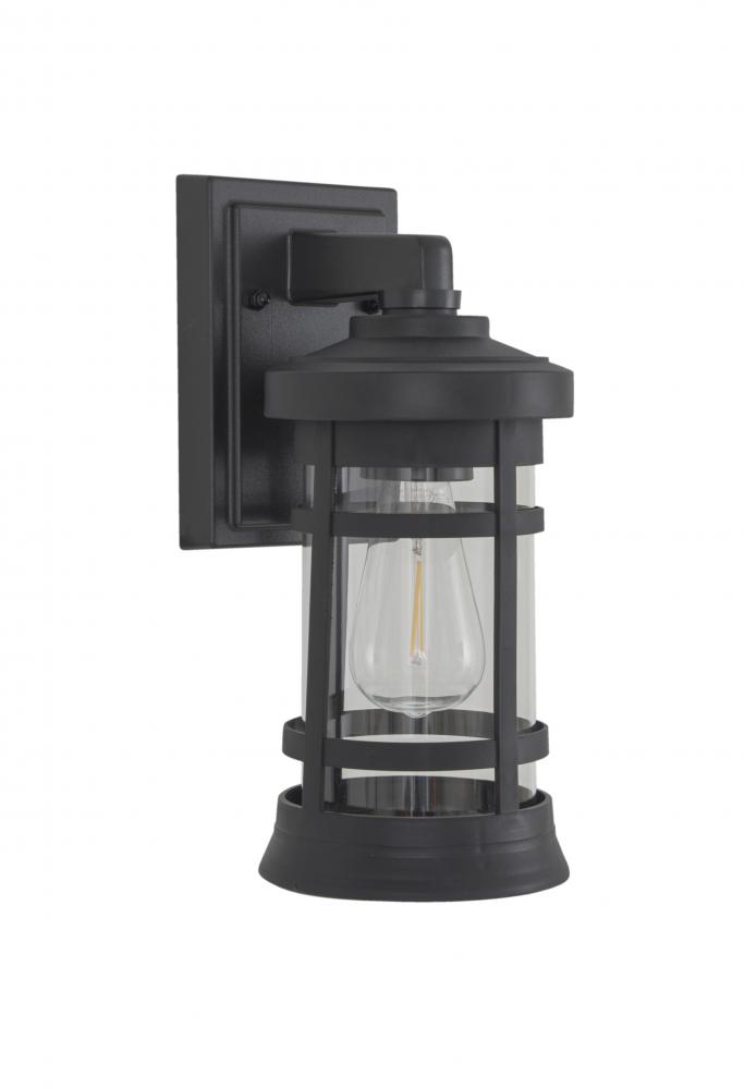 Resilience 1 Light Small Outdoor Wall Lantern in Textured Black, Clear Lens