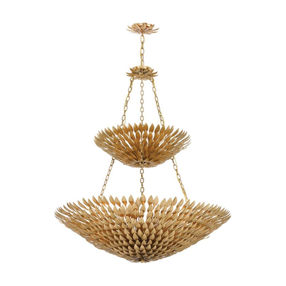 Broche 18 Light Antique Gold Leaf Chandelier