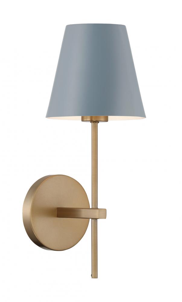 Xavier 1 Light Vibrant Gold + Blue Sconce