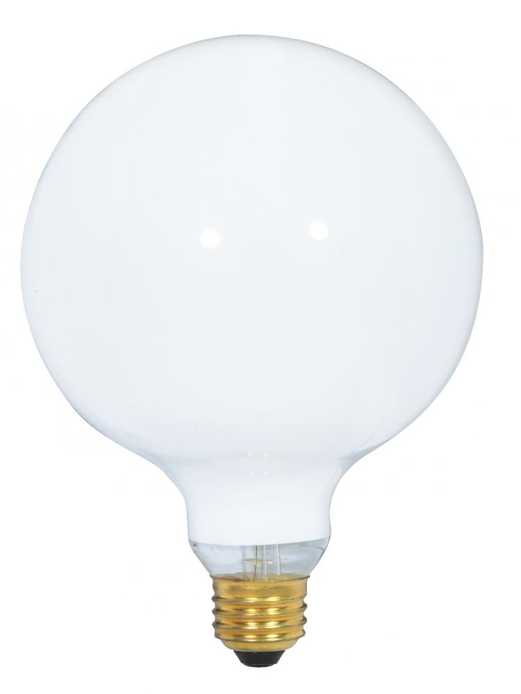 150 Watt G40 Incandescent; Gloss White; 4000 Average rated hours; 1550 Lumens; Medium base; 120 Volt