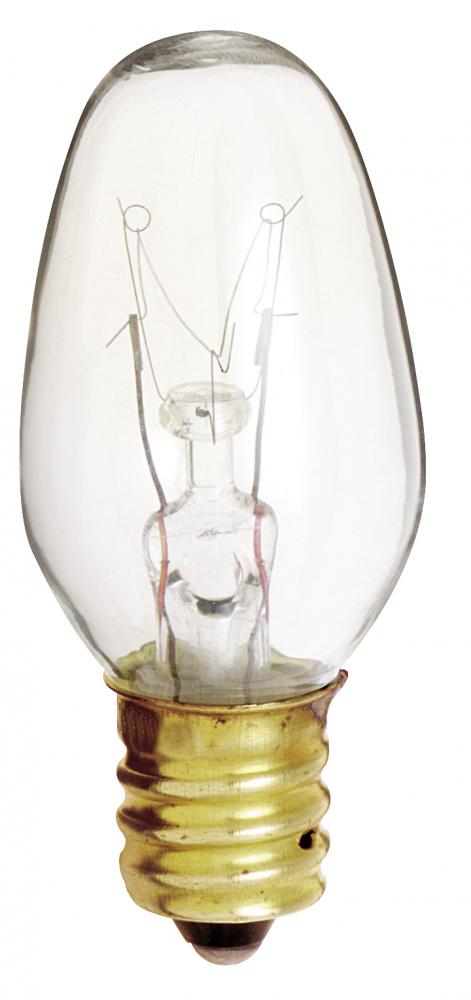 7 Watt C7 Incandescent; Clear; 3000 Average rated hours; 35 Lumens; Candelabra base; 120 Volt;