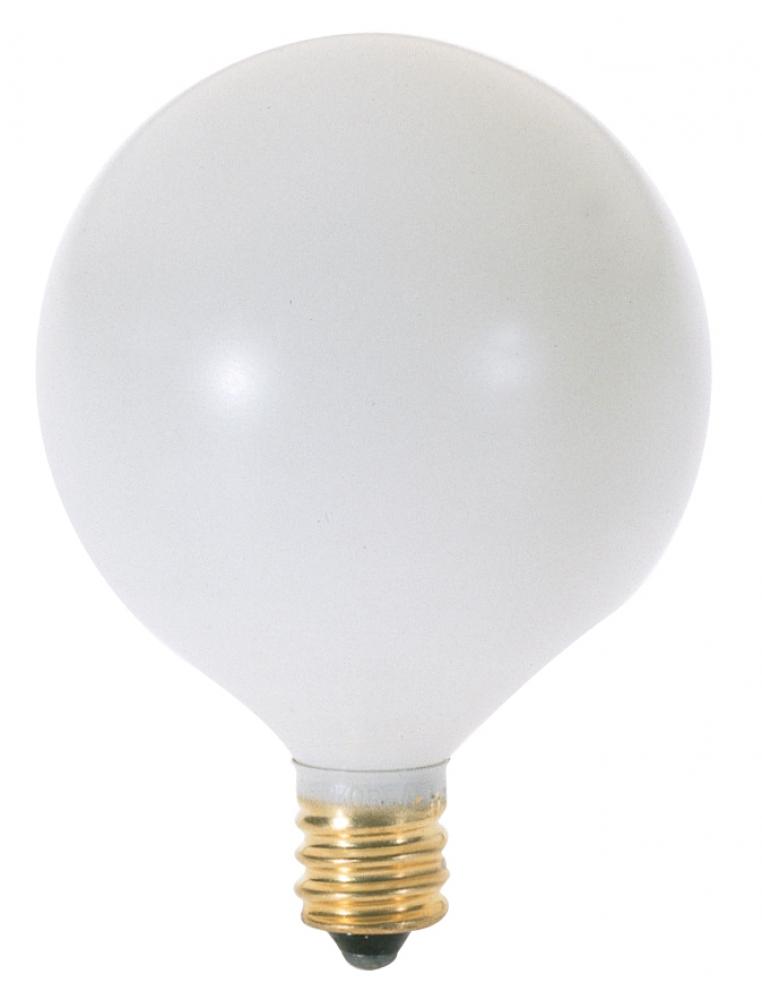 15 Watt G16 1/2 Incandescent; Satin White; 1500 Average rated hours; 94 Lumens; Candelabra base; 120