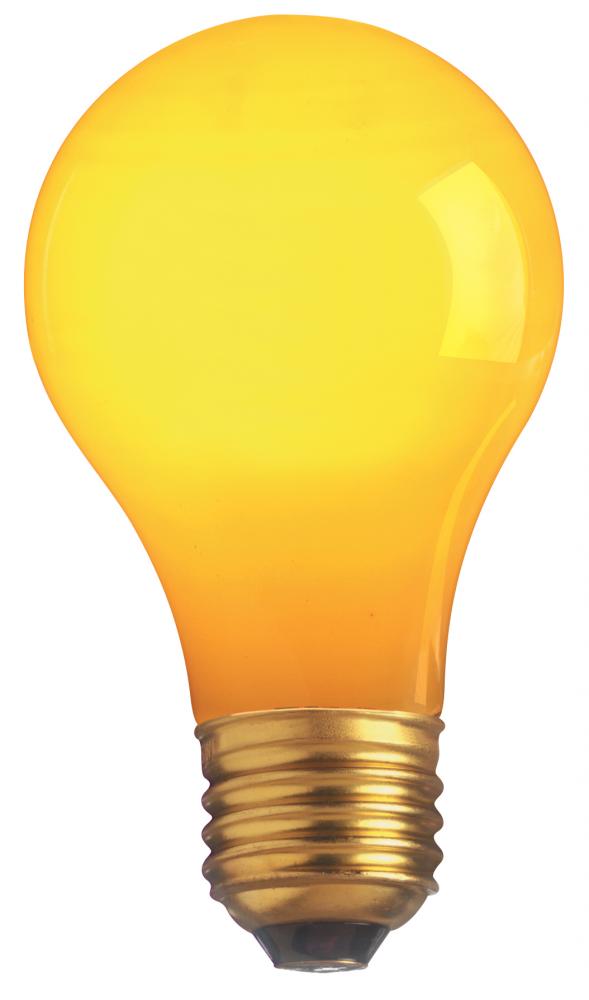 60 Watt A19 Incandescent; Ceramic Yellow; 2000 Average rated hours; Medium base; 130 Volt