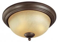  6945000 - 13 in. 2 Light Flush Saddle Bronze Finish Antique Amber Scavo Glass