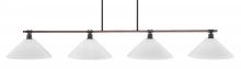 Toltec Company 1744-2161 - Blacksmith 4 Light Bar, Painted Wood-Look Metal & Dark Granite Finish, 16" White Marble Glass