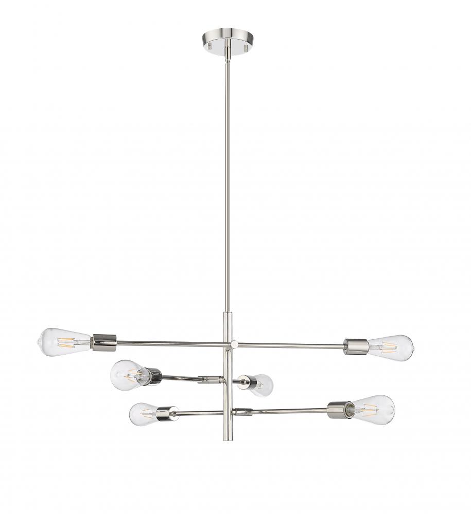 Decco 6-Light Chandelier Ceiling Light Polished Nickel