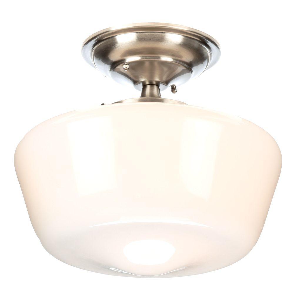 Luray Collection 1-Light Brushed Nickel Semi-Flush Mount Light