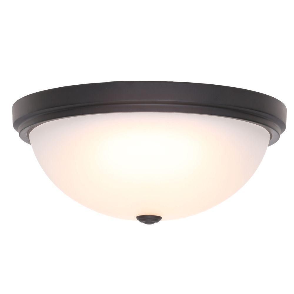 15 in. Oil Rubbed Bronze LED Flushmount with Frosted Glass