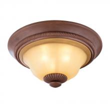 World Imports WI977990 - Elysia Collection 3-Light Antiqued Gold Flushmount with Elegant Iridescent Amber Glass Shade